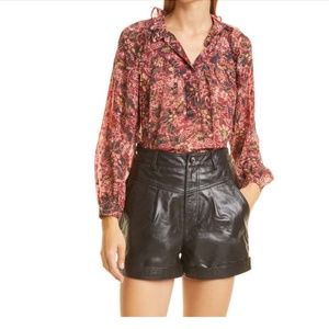 NEW ba&sh Gaelle Print Chiffon Blouse - Size 2 / Small